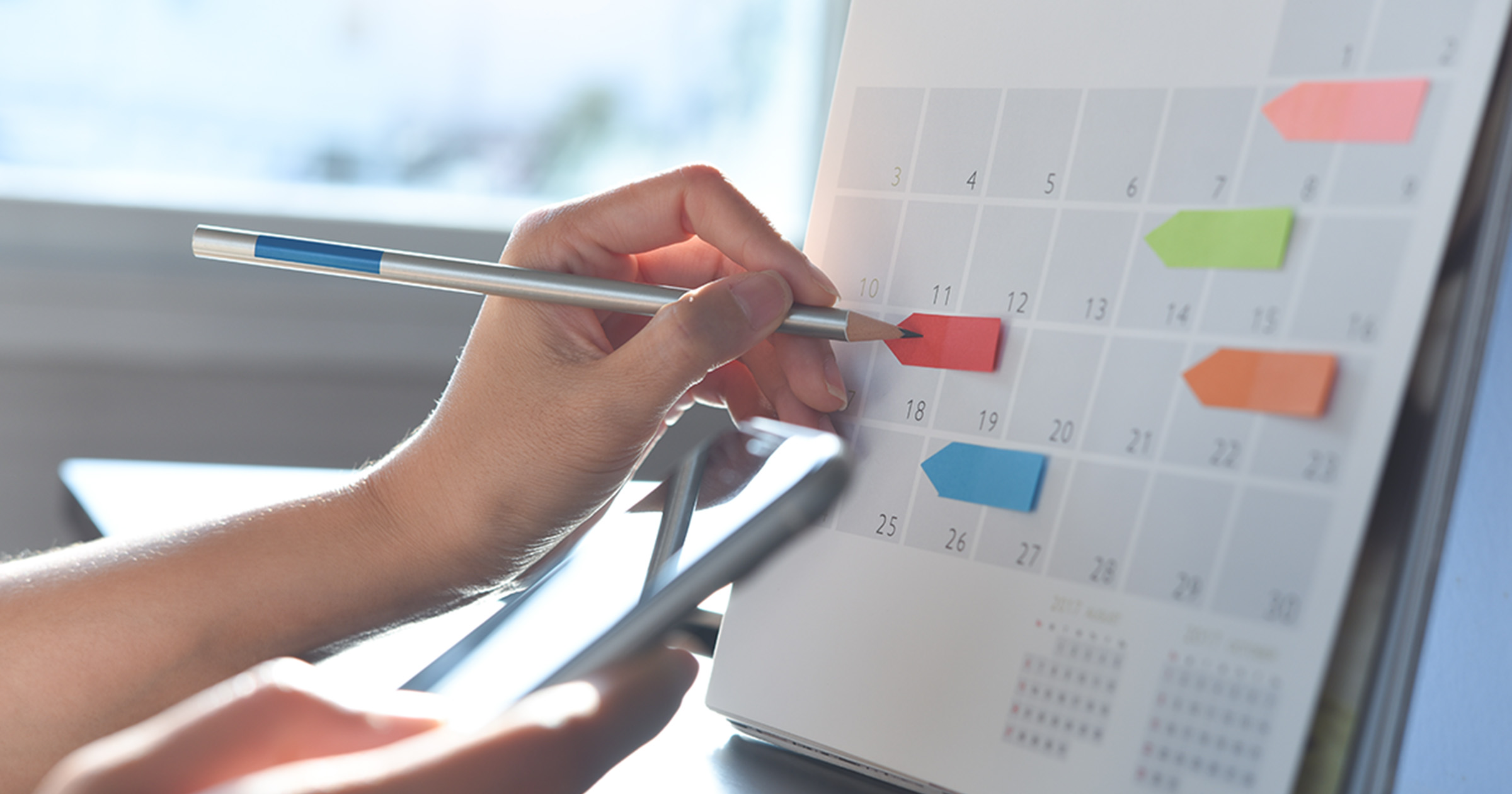 Person editing content calendar 