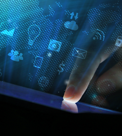 Person browsing on tablet