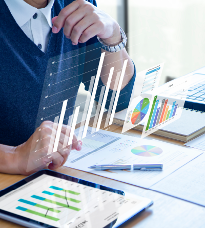 Person reviewing analytics