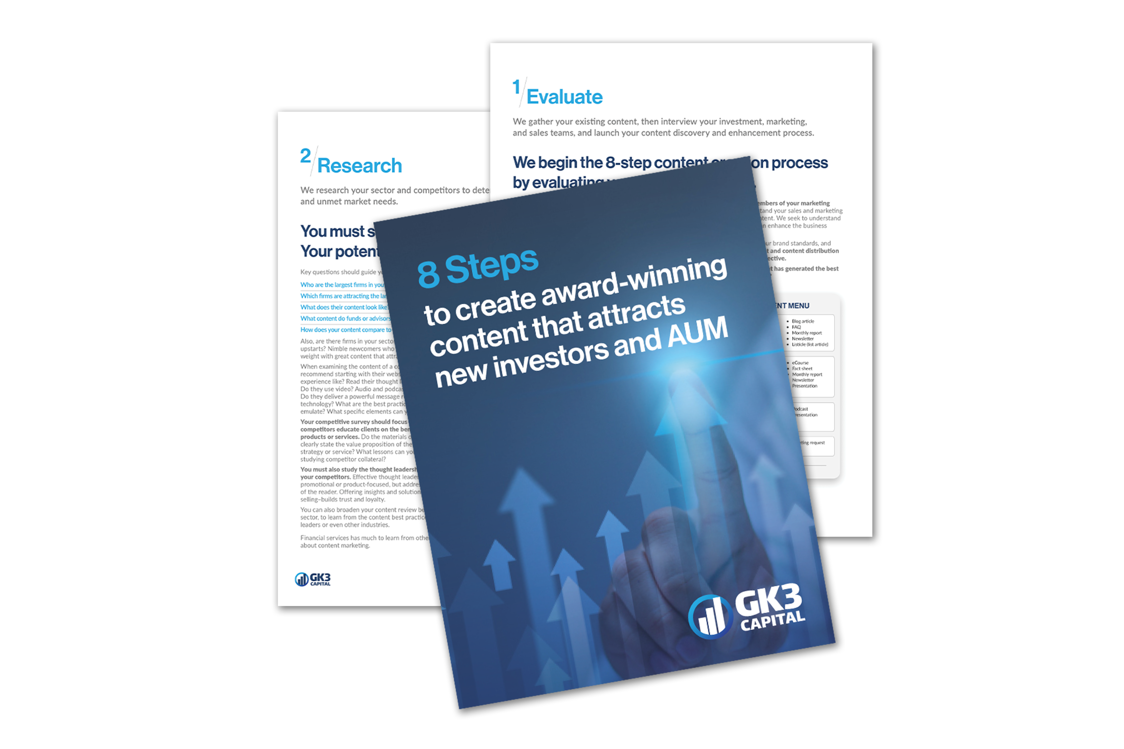 Ebook cover: 8 steps to creating great content that attracts new investors and AUM